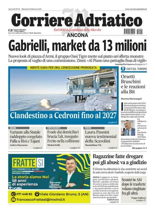 Prima-pagina-corriere adriatico-edizione-di-oggi-11-02-2025